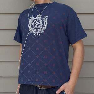 Vintage Quiksilver Graphic Tee Navy Blue Y2K All Over Print Shirt